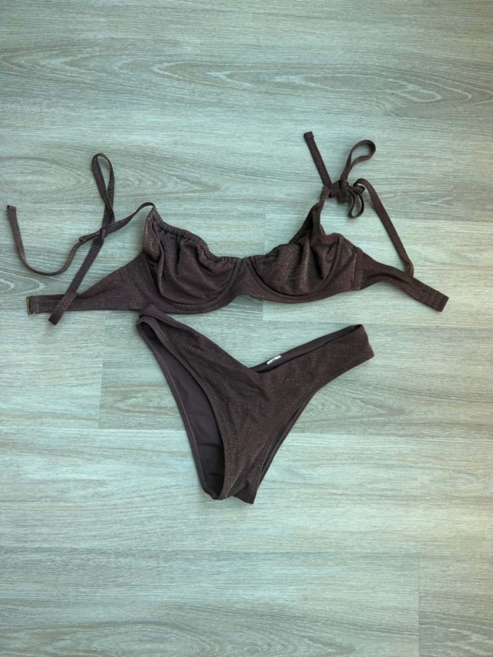 Abercrombie & Fitch CurveLove Brown Shimmer Underwire Bikini